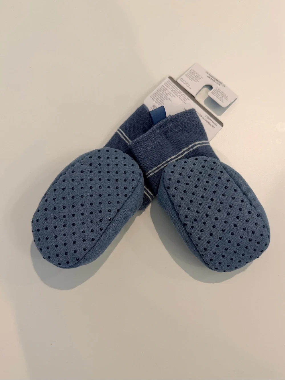 ✨ NWT Carter's Navy Blue Striped Baby Socks with Panda Appliqués - 0-6 Months ✨